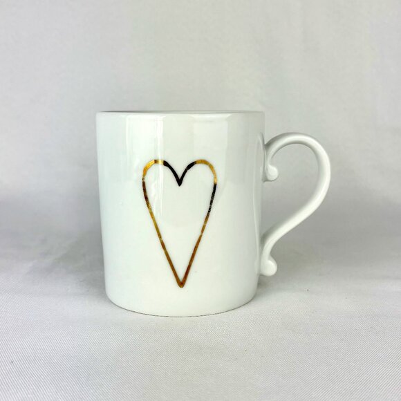 West Elm Gold Heart Ceramic Mug - Dishwasher Safe - Like New - Picture 1 of 8
